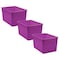 Teacher Created Resources Storage Bin, Plastic, Purple, 7.5 in H, 9.25 in W, 14 in L, 3 PK 20426 - alternate 1